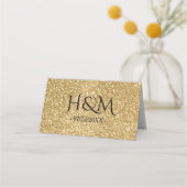 白と金ゴールドのグリッターグラデーション結婚の プレイスカード (裏面)