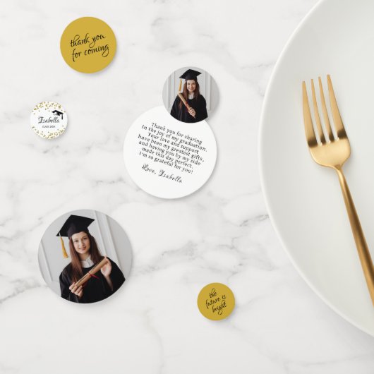 白と金ゴールドのグリッターダスト卒業ありがとう コンフェッティ (グループ)