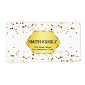 白と金ゴールドのグリッターフェイクバッジパーソナライズされた ラベル (正面)