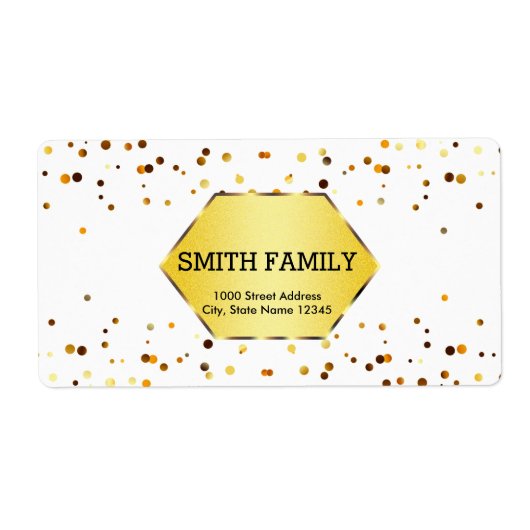 白と金ゴールドのグリッターフェイクバッジパーソナライズされた ラベル (正面)