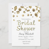 白と金ゴールドのグリッターブライダルシャワー招待 招待状 (正面)