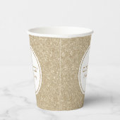 白と金ゴールドのグリッターヘブライ語シャバットシャロム 紙コップ (右)