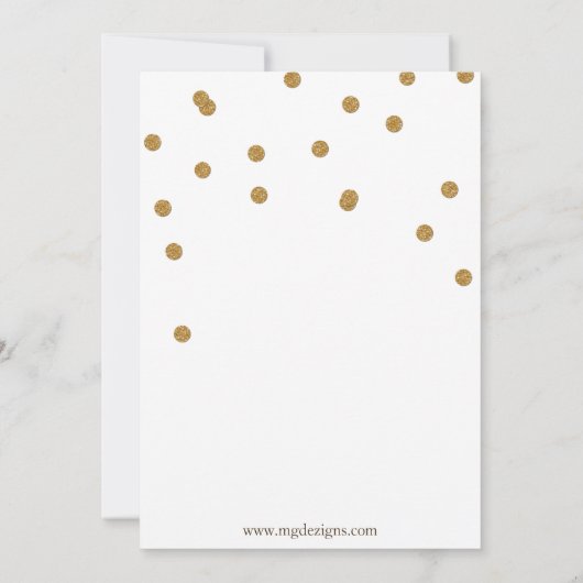 白と金ゴールドのグリッターリハーサルのディナー招待状 招待状 (裏面)