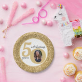 白と金ゴールドのグリッター50 50年50誕生日 ペーパープレート (パーティー)