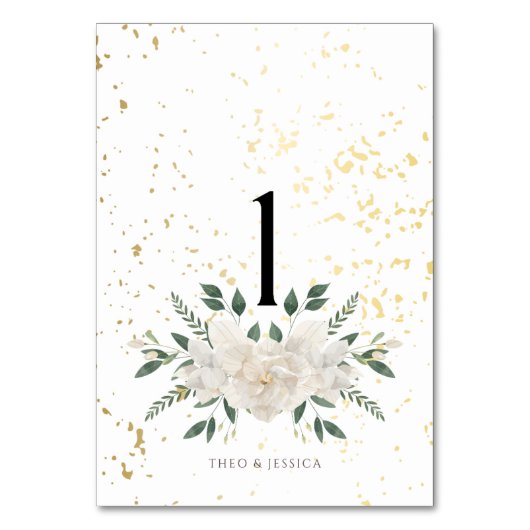 白と金ゴールドのテーブル番号 テーブルナンバー (正面)