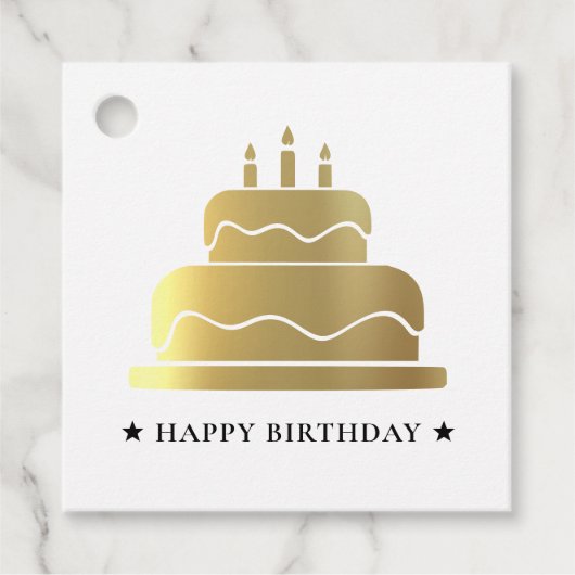 白と金ゴールドのハッピーバースデーケーキから フェイバータグ (正面)