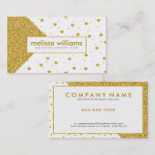 白と金ゴールドのハート幾何学的デザイン 名刺 (正面/裏面)