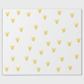 白と金ゴールドのハート ラッピングペーパー (フラット)