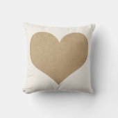 白と金ゴールドのフェイク革ハート クッション (正面)