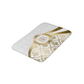 白と金ゴールドのフローラのマスク バスマット (アングル)