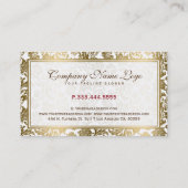 白と金ゴールドのフローラのマスク 名刺 (裏面)