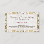 白と金ゴールドのフローラのマスク 名刺 (裏面)