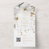 白と金ゴールドのフローラの葉の水の色結婚の オールインワン招待状 (内側)