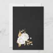 白と金ゴールドのフローラサークル黒い誕生日パーティー 招待状 (裏面)