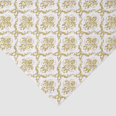 白と金ゴールドのフローラダマスレースパターン 薄葉紙 (詳細)