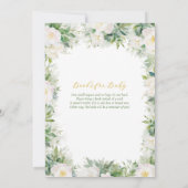 白と金ゴールドのフローラブックベビーベビーシャワー 招待状 (裏面)