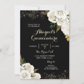 白と金ゴールドのフローラメキシコのキンセアニラ 招待状 (正面)