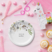 白と金ゴールドのフローラ水結婚色 ペーパープレート (パーティー)