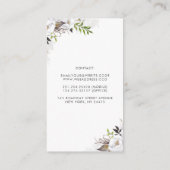 白と金ゴールドのフローラ水色エレガント 名刺 (裏面)