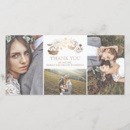 白と金ゴールドのフローラ結婚に感謝 サンキューカード