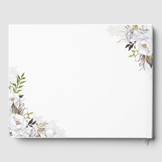 白と金ゴールドのフローラ結婚の ゲストブック (裏面)