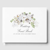 白と金ゴールドのフローラ結婚の ゲストブック (正面)