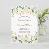 白と金ゴールドのフローラ結婚式招待状 招待状 (スタンド正面)