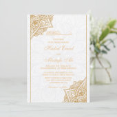 白と金ゴールドのフローラ縁どイスラム 招待状 (スタンド正面)