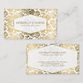 白と金ゴールドのフローラ華美マスク4 名刺 (正面/裏面)