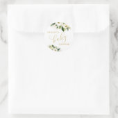 白と金ゴールドのフローラ赤ちゃんシャワーのお気に入り ラウンドシール (バッグ)