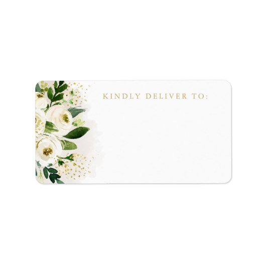 白と金ゴールドのフローラ開花のアドレ空白のス ラベル (正面)