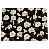白と金ゴールドのフローラ黒 ラージペーパーバッグ (正面)
