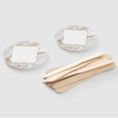 白と金ゴールドのマーブルオークションパドル ハンドファン (組立なし)