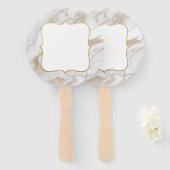 白と金ゴールドのマーブルオークションパドル ハンドファン (正面&裏面)