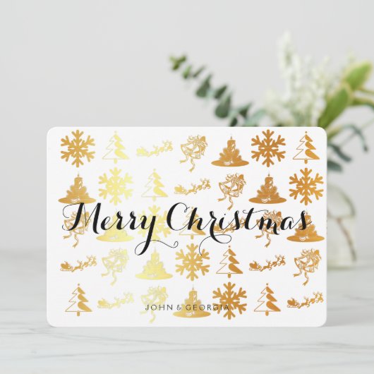 白と金ゴールドのメリークリスマス招待状 招待状 (スタンド正面)