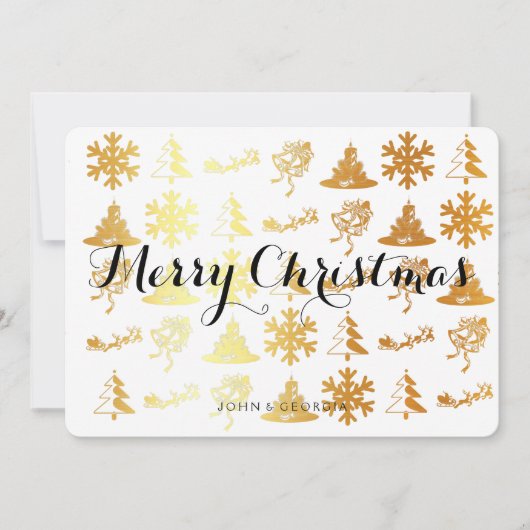 白と金ゴールドのメリークリスマス招待状 招待状 (正面)