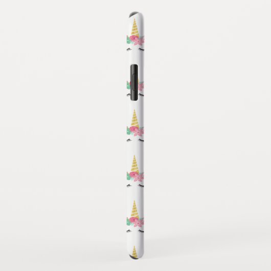 白と金ゴールドのユニコーン顔パターン Case-Mate iPhoneケース (裏面/右)