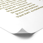 白と金ゴールドのリボン10テーブ結婚ルのシーティングチャート ポスター (角)