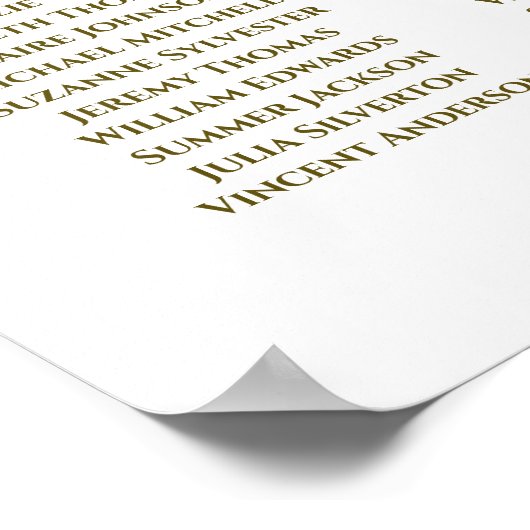 白と金ゴールドのリボン10テーブ結婚ルのシーティングチャート ポスター (角)