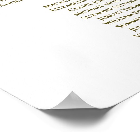 白と金ゴールドのリボン7表結婚の座席表 ポスター (角)