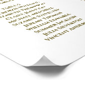 白と金ゴールドのリボン8テーブ結婚ルのシーティングチャート ポスター (角)