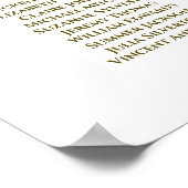 白と金ゴールドのリボン9表結婚の座席表 ポスター (角)