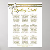 白と金ゴールドのリボン9表結婚の座席表 ポスター (正面)