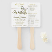 白と金ゴールドのリ結婚ボンのファンとプログラム ハンドファン (正面&裏面)