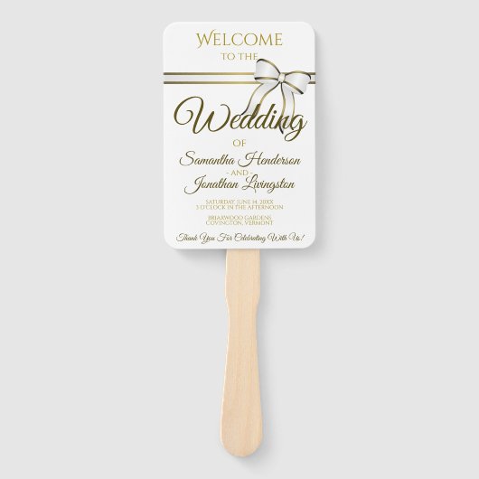 白と金ゴールドのリ結婚ボンのファンとプログラム ハンドファン (正面)