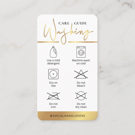 白と金ゴールドのロゴの洗気に浄指示 名刺 (正面)