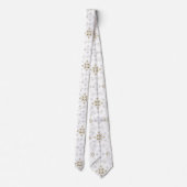 白と金ゴールドの北欧模様 ネクタイ (裏面)