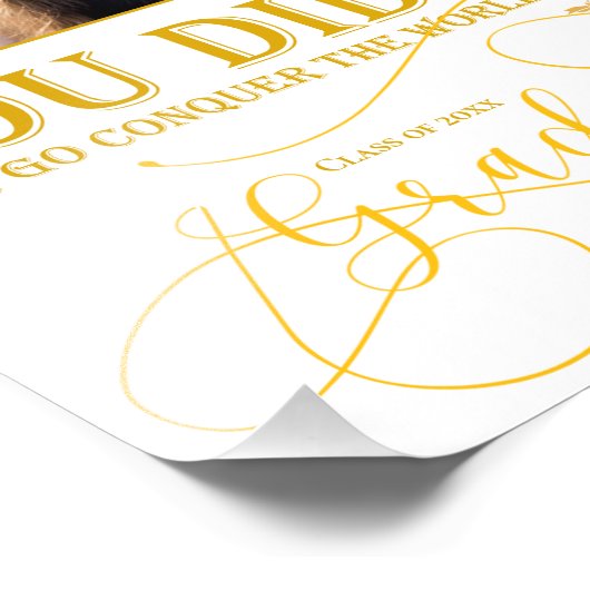 白と金ゴールドの卒業写真数々の記念カメラ フォトプリント (角)