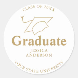 白と金ゴールドの卒業式キャップ ラウンドシール
