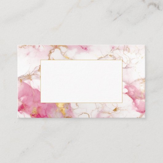 白と金ゴールドの大理石のゲスト名座席表 プレイスカード (正面)